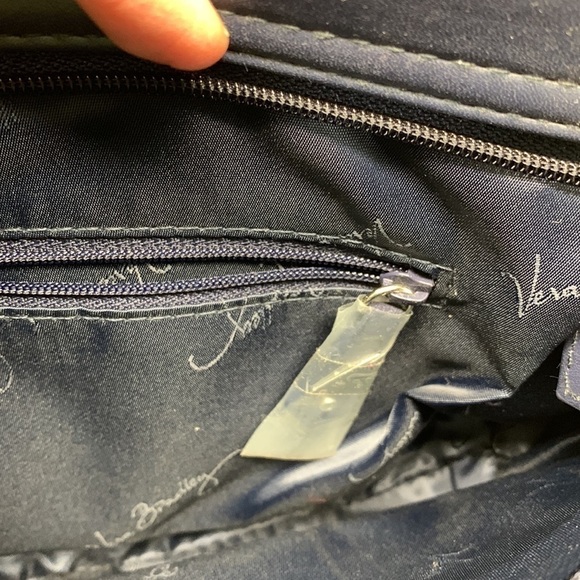 Vera Bradley Quilted Crossbody Bag Purse Navy with Polka Dots Adjustable Strap - Picture 8 of 13